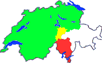 Schweiz mit Kanton Uri Tessin Graub&uuml;nden