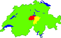 Schweiz mit Kanton Unterwalden (Nid und Obwalden) und Uri