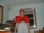 The sweatpants are a little too big for Nick..