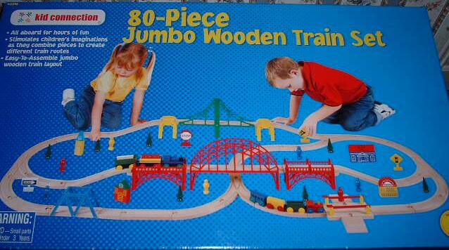 80 piece wooden train set