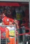 Michael Schumacher in the garage