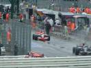 Cars exiting the pits