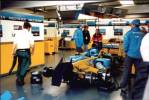 Alonso in the Renault garage although testing for Jaguar
