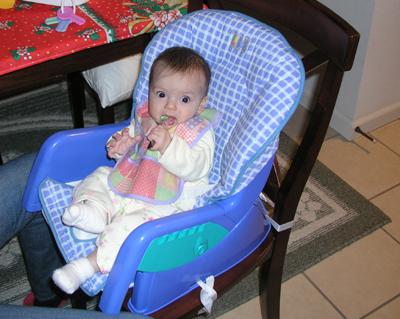 Alexandra is eating by her self