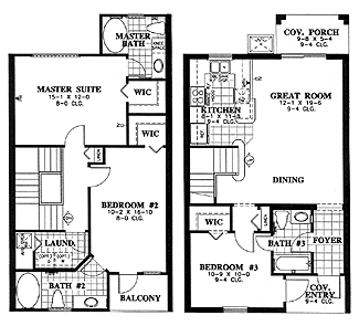 Master Floor Plan - First Floor on Right - Second Floor on Left