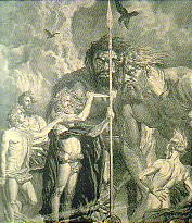 Wodan engraves the runes into his spear Gungnir, by F.von Stassen 1914