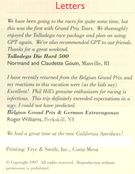 1998 Grand Prix Tours Catalog Page 1