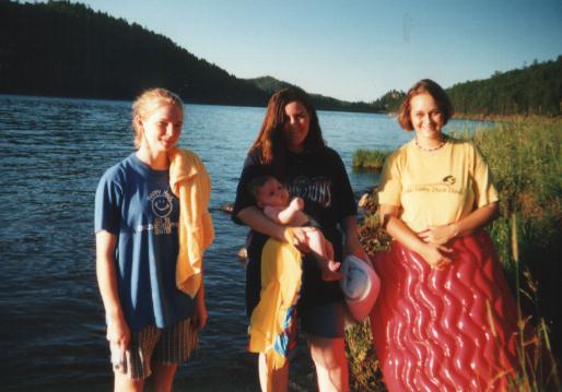 Jodi, Jodi, Ayden, Stacey at Sheridan Lake - July 1998