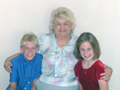 Dee with grandchildren, Steve and Kelly, Thanksgiving 2005
