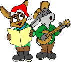 Rabbits singing Christmas carols