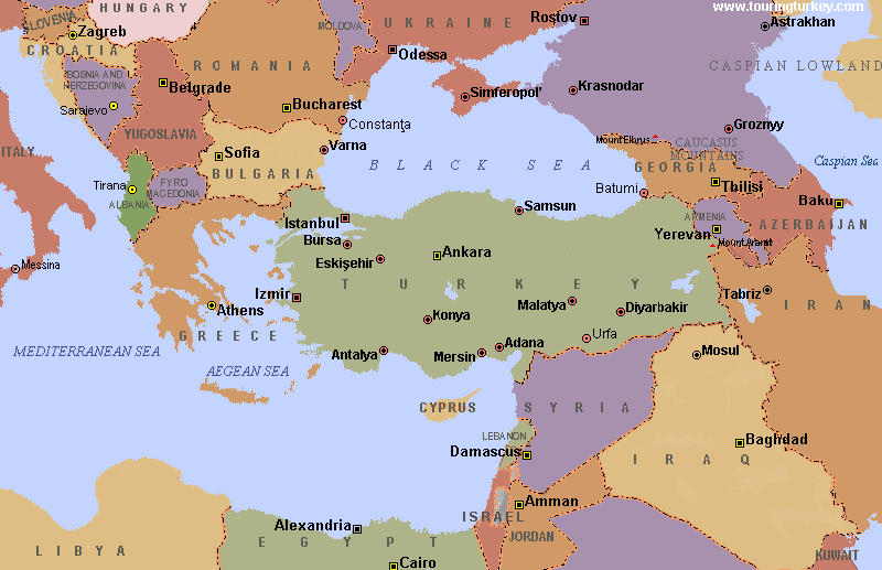 Turkey Map Neighboring Countries