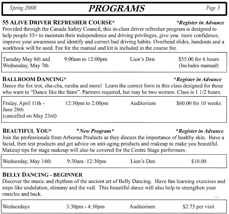 Square One Older Adult Centre - Programs - 55 Alive Driver Refresher Course, Ballroom Dancing, Beautiful You, Belly Dancing - Beginner - Page 3