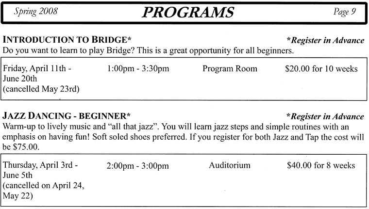 Programs - Introduction to Bridge, Jazz Dancing - Beginner - Page 9