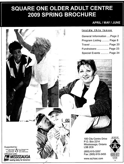 Square One Older Adult Centre Spring Activity Guide April - June 2009 - Cover Page