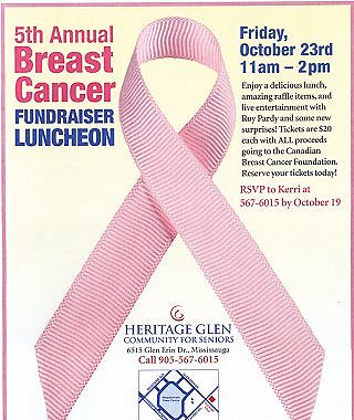 5th Annual Breast Cancer Fundraiser Luncheon flyer image from Chartwell, Heritage Glen Community for Seniors