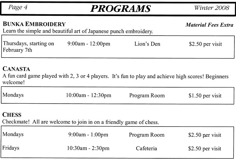 Programs - Bunka Embroidery, Canasta, Chess - Page 4