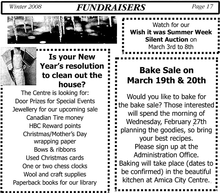 FUNDRAISERS - Wish It Was Summer Week Silent Auction on March 3-8, Is your New Year's Resolution to clean out the house? Bake Sale on March 18 & 20, 2008 - Page 17