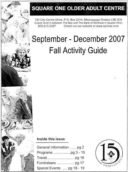 Square One Older Adult Centre Fall Activity Guide September - December 2007 - Cover Page