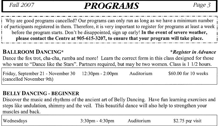 Square One Older Adult Centre - Programs - Ballroom Dancing, Belly Dancing - Beginner - Page 3