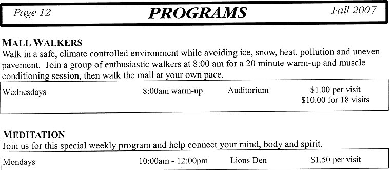 Programs - Mall Walkers, Meditation - Page 12
