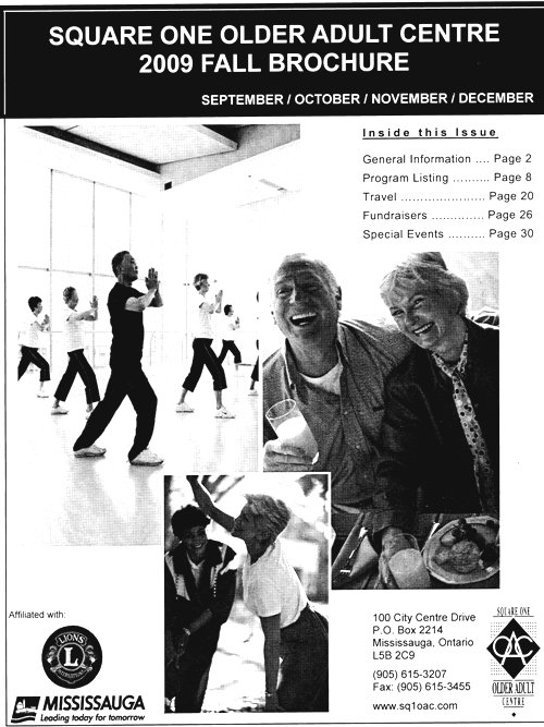 Square One Older Adult Centre Fall Activity Guide September - December 2009 - Cover Page