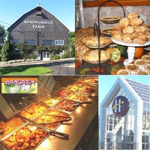 Springridge Farm Google image from http://springridge.farmvisit.com/images/farms/748_farm.jpg, Springridge Farm Group Menu image from http://springridgefarm.com/siteimages/Groupmenubaking.jpg, Mandarin Chinese Restaurant Google image from http://dealcetera.com/wp-content/uploads/2008/06/mandarin_restaurant_canada.jpg, and Mandarin Chinese Restaurant Buffet Google image from http://dealcetera.com/wp-content/uploads/2009/06/mandarin.jpg
