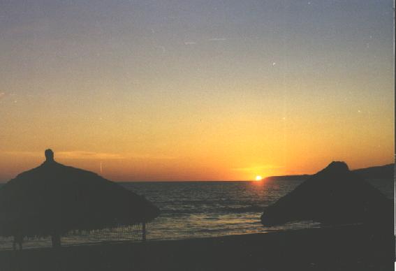 Sunset on Bahia de Banderas beach, Nuevo Vallarta, Nayarit, Mexico.