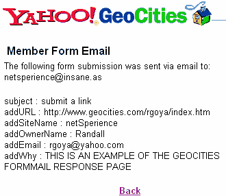 GeoCities Form Mail Response