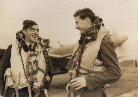 Russ and Flying Officer McDade a few days after their success.