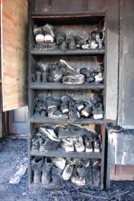 shoe rack after a fire...