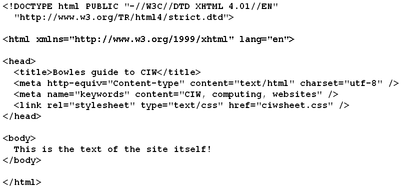 Example of valid XHTML code