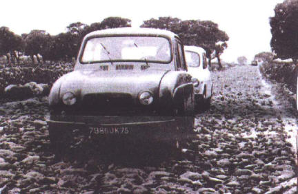 A Pre-Production Prototype undergoes testing in Europe 1960 - the recogniseable form of the Renault 4 is beginning to appear