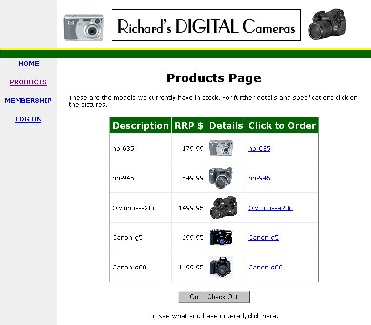 Products Page