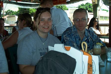 Jill and I at Cheesburgers In Paridise (From the Jimmy Buffet song).