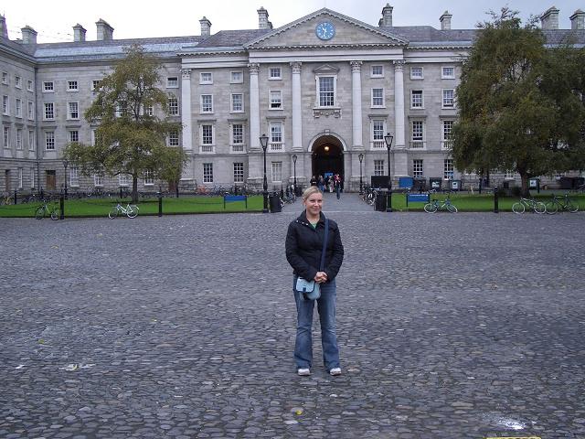 Sharon infront of Trinity College