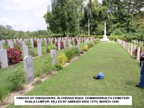 GRAVES OF GRENADIERS KILLED IN AMBUSH IN MALAYA MARCH 1949