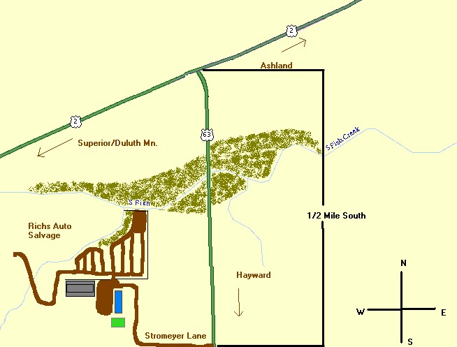 Map to Richs Auto Salvage