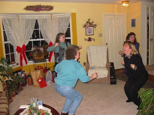 Richard's Mom, left side background,  doing the 'Chicken'