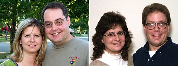 Tedrick and Shelly on left, Frank and Leslie, right, all smiling 
