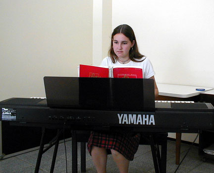 Katy playing Piano for Chapel