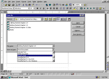 File Save As Dialogue Box