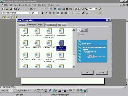 Presentation Designs Dialogue Box