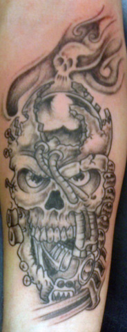 bio-mech skull tattoo by Buzz of Rideau Street Tattoo in Ottawa, Ontario Canada
