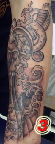 right side view, tattoo by Buzz in Ottawa for Alex