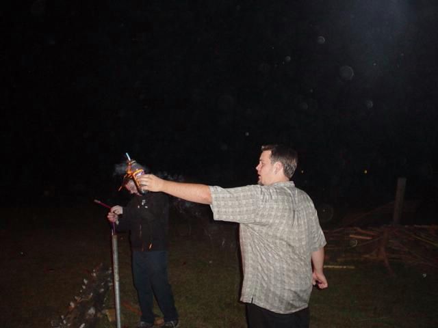 Leigh thought it would be cool to light a rocket off in his hands. Better there then somewhere else! Sorry leigh I had to do it.