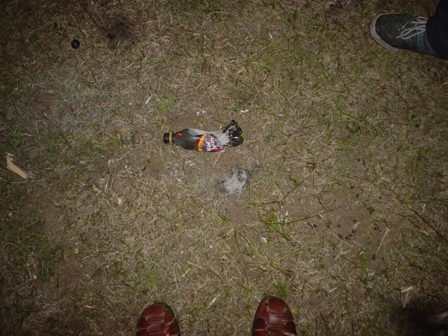 That is what happens when you set a firework off in a bottle.