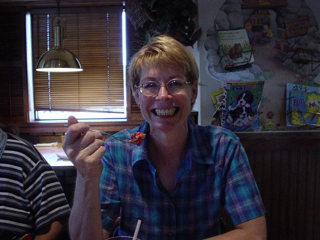 Couldn't help getting this picture of gwen at pizza hut one day while we were on our lunch break.  gwen has always got the best smile.