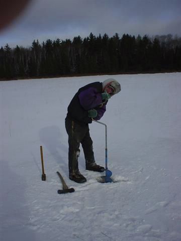 Remind me that when it is 20 below zero not to go and try to drill a hole in the ice.  It was so cold that by the time Corey had the hole drilled we were too cold to ice fish.