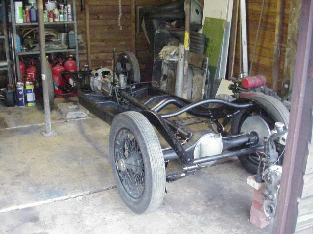 Chassis with gearbox and front axle installed