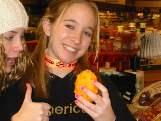 awesome fruit..LOOK AT MADISON'S FACE!